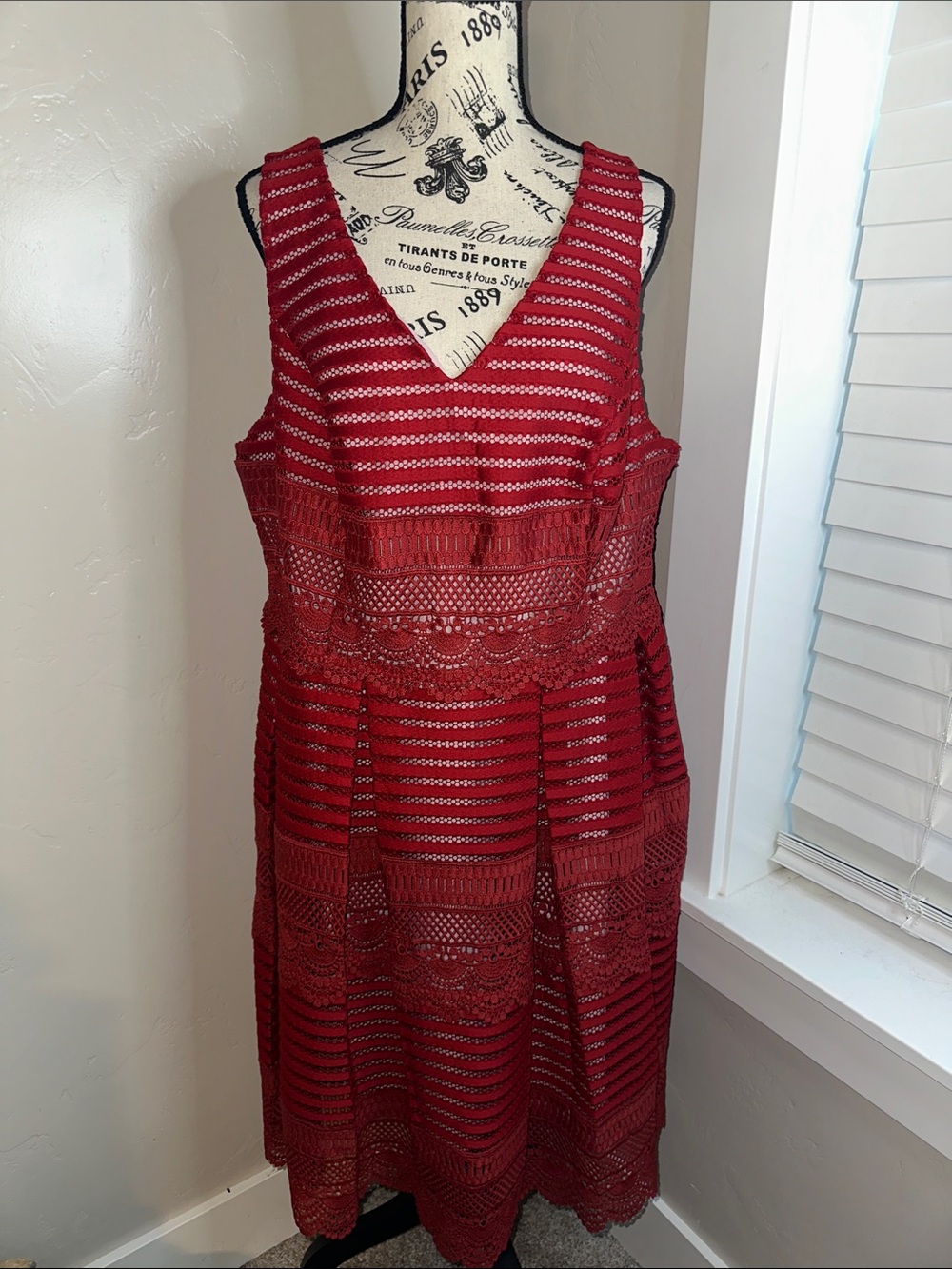 Modcloth Red faux LaceMidi Dress
